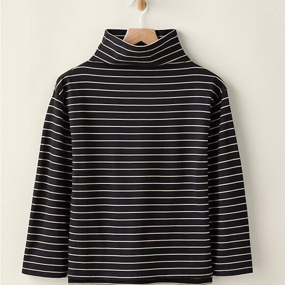 Garnet Hill - Vintage Knit Turtleneck - Black and White - Picture 1 of 6